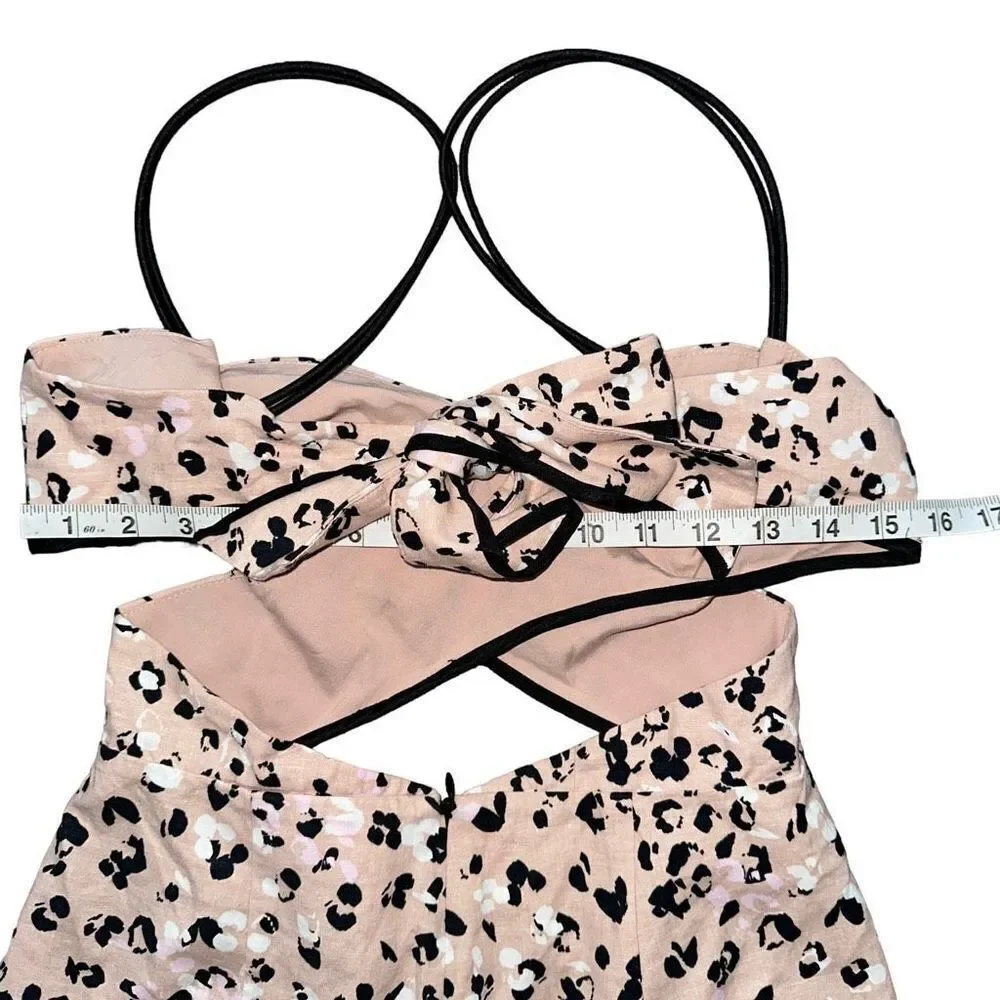 Camila Coelho Elisa Romper Tab Leopard Tie Back Small NWT